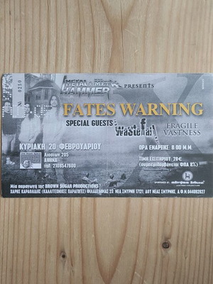 Fates Warning concert ticket photocopy used from 20-2-2005