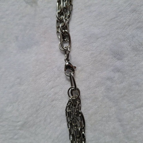 Steel necklace with chains and cross pendants new, silver