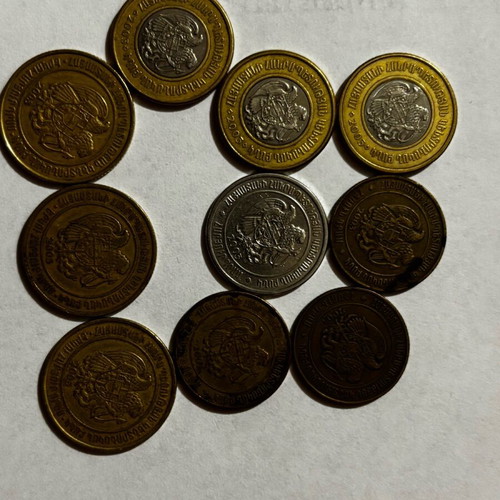 Armenian coins used, year 2003, total 22 euros