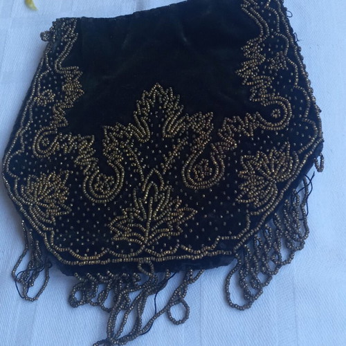 Velvet pouch used with antique beads collectible