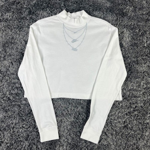 Nike Necklace Detail Mock-Neck Sweatshirt like new, white, size S