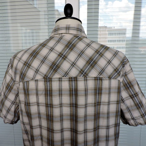 Jack Wolfskin men's beige check shirt, XL, short sleeve