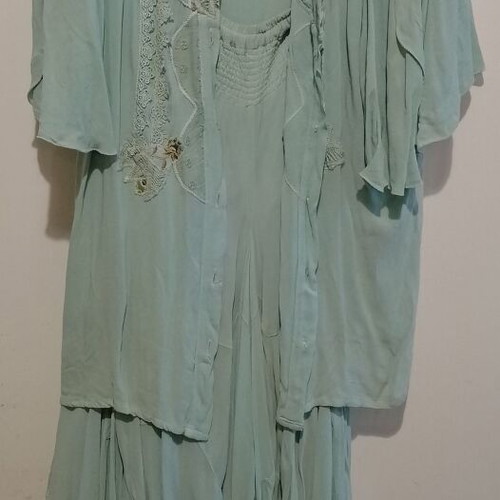Women's set jacket and skirt 100% viscose used, turquoise