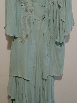 Women's set jacket and skirt 100% viscose used, turquoise