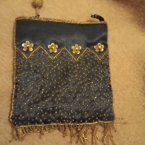Fabric bag with beads like new