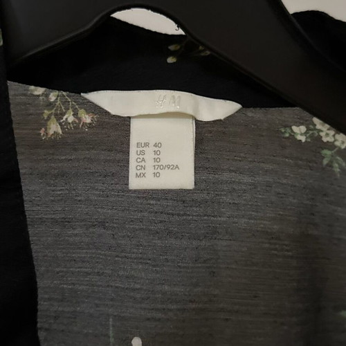 Black Transparent Shirt with Floral Pattern H&M size M like new