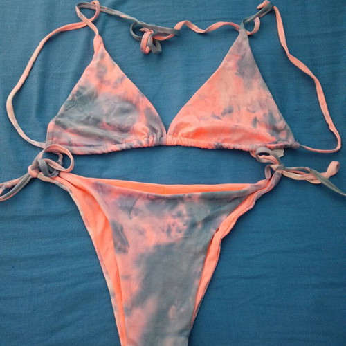 Bikini swimsuit new pink and turquoise with adjustment size 46