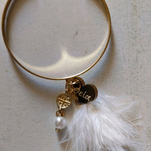 Handmade baptism favors with pearl and feather, new