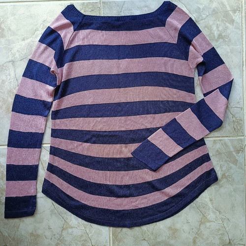 Figaro thin sweater, blue and pink, size L