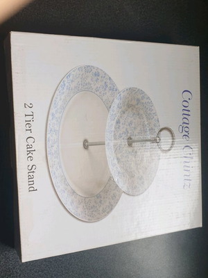Double cake stand new, porcelain Cottage Chintz