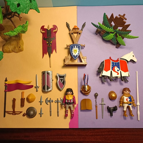 Playmobil 4437 and 3287 Barbarian Ambush Jousting Tournament lot used