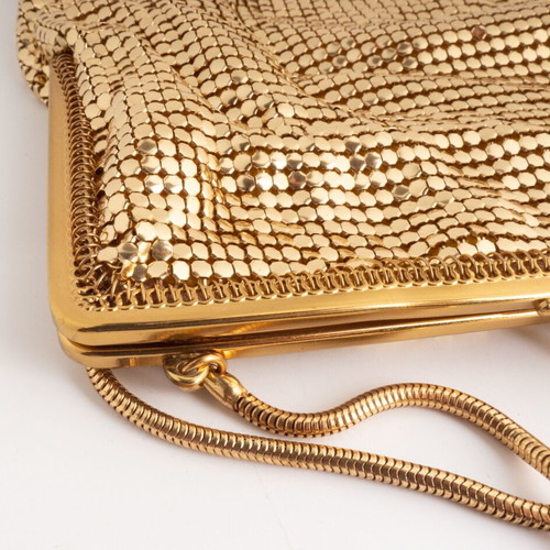 Vintage Whiting & Davis Style Gold Metal Mesh Evening Bag used