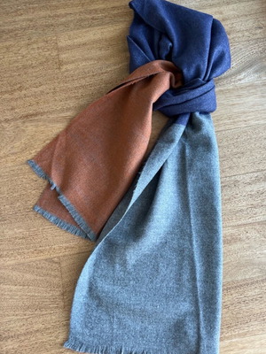 Women's scarf used, warm and soft, in purple, orange, gray