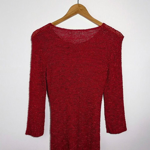 Ruixingdili knitted long-sleeve blouse used, red, size XL