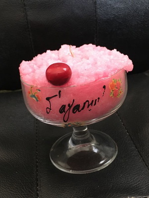 Vintage cocktail candle S' Agapo pink new