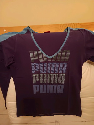 Puma women's long-sleeve shirt like new, size M, two-tone purple-turquoise