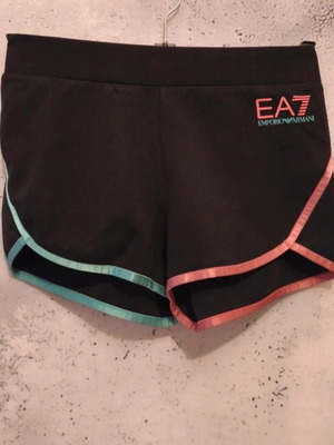 Emporio Armani women's elastic shorts used, black with pink and light blue details