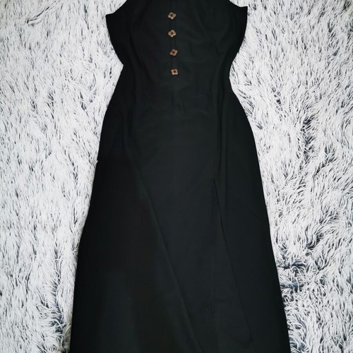 Black long dress with mao collar like new, size M