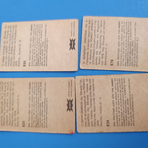 Dandy World Cup 1978 cards used, moderate condition