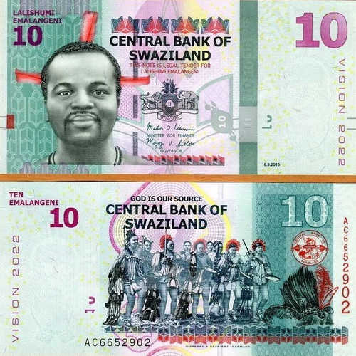 Eswatini 10 Emalangeni banknote 2015 commemorative Vision 2022