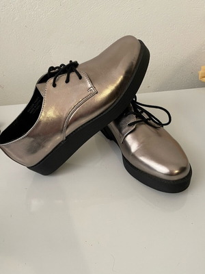 Primark silver/pewter lace up shoes UK 7 EU 40-41