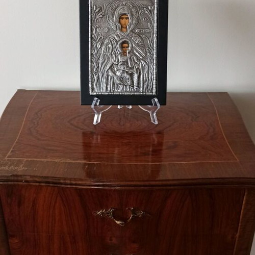 Panagia Tsampika metal icon like new 23.5×18 cm