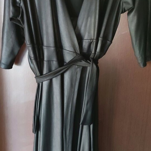 Leather maxi dress black new, plus size XXLove