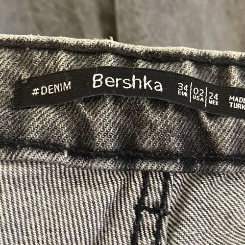 Bershka slim fit jeans with rips, high waist, like new, gray, size XS