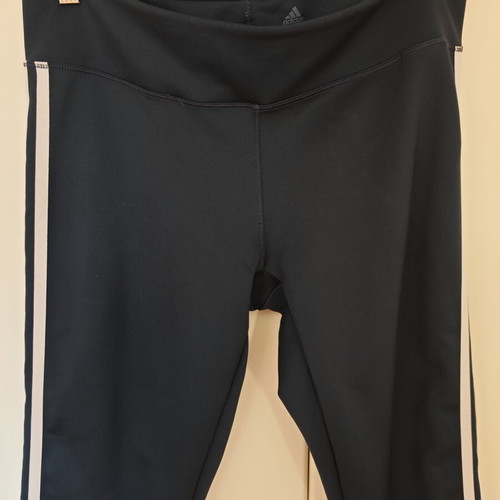 Adidas Climalite 3/4 Leggings Black with White Stripes size L like new