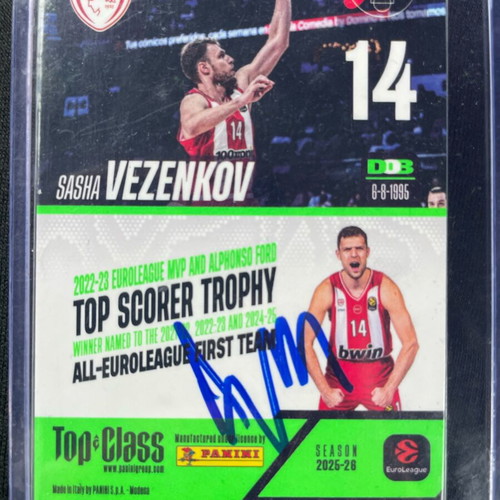 Sasha Vezenkov TC card hand signed, new