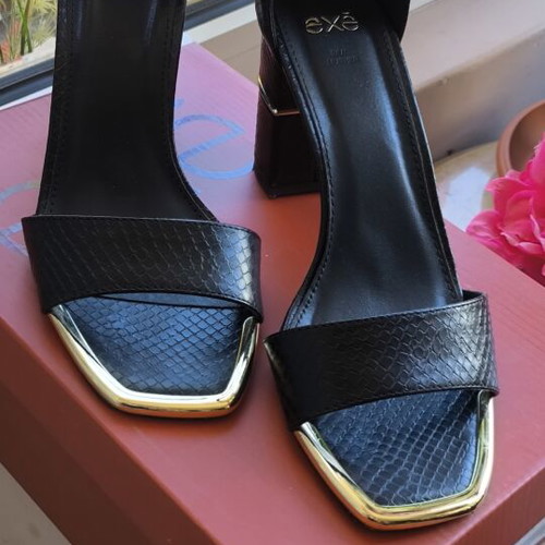 Exe Rakel-842 women's leather sandals like new, black, high heel