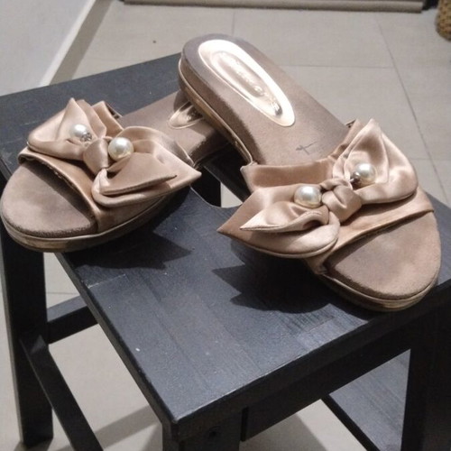 Tamaris women's slippers, pink and gold
