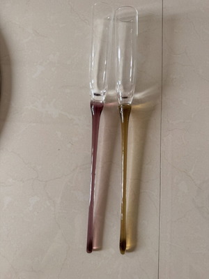 Champagne glasses hand blown art glass, like new, set of two