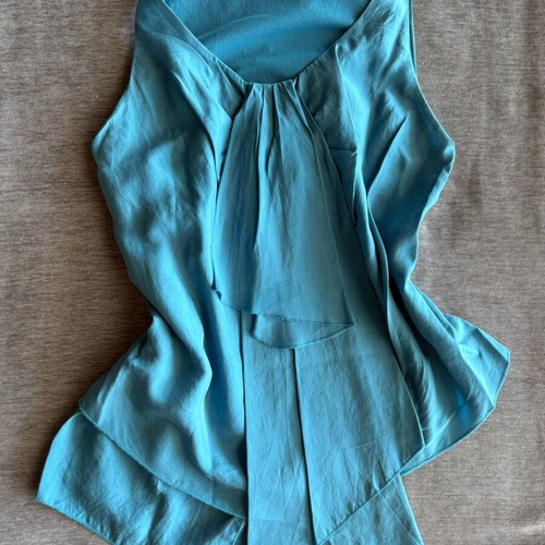 Benetton asymmetric sleeveless top used, blue-turquoise