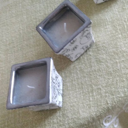 Set of 3 porcelain candlesticks new with floral and silver details