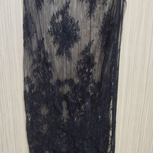Pareo with lace used, black, one size