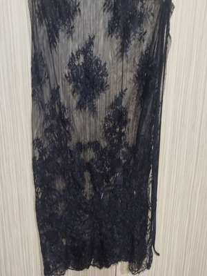 Pareo with lace used, black, one size
