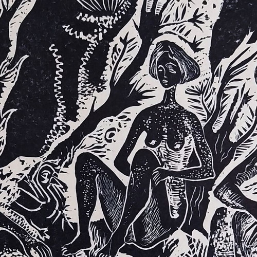 Linocut Spring Girls like new