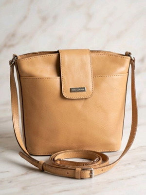 JK Leather crossbody bag new, beige and brown