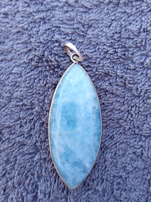 Silver necklace with natural aqua marine energy crystal