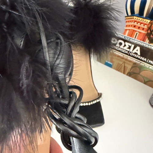 Ego summer sandal black, new with laces and feathers