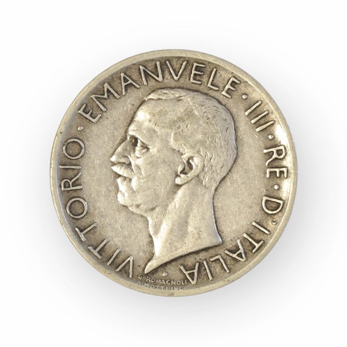 Italian silver coin 5 lire 1929 used