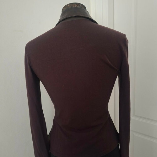Women's brown shirt with leather and jersey, size S like new