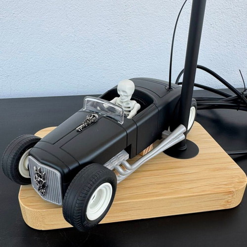 Industrial Hot Rod lamp new with vintage Edison bulb and wooden base