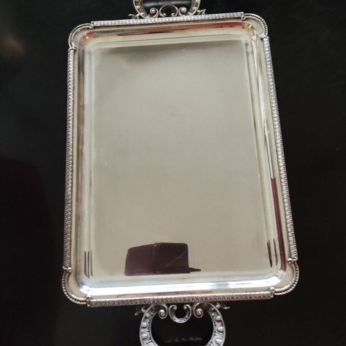 Silver-plated tray with carved handles new, ideal for wedding
