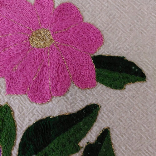 Tablecloth rectangular used 190x140cm vintage embroidered with flower motifs