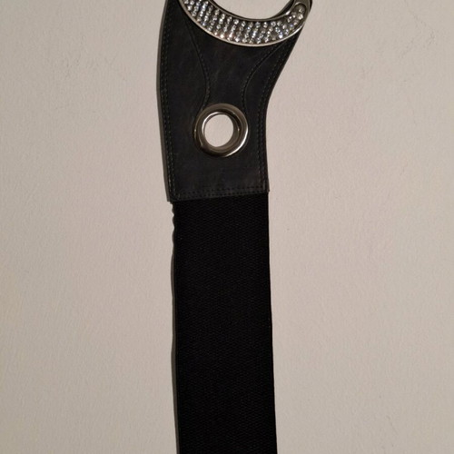 Black wide belt used with elastic and rhinestones adjustable
