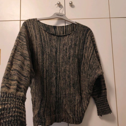 Pullover like new with silver thread detail, multicolor, elastic knit