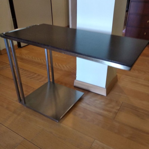 Tavolino 5 side table used, stainless steel and Wenge wood