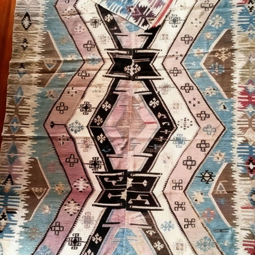 Antique Kilim rug handmade, Turkish, late 19th century, used